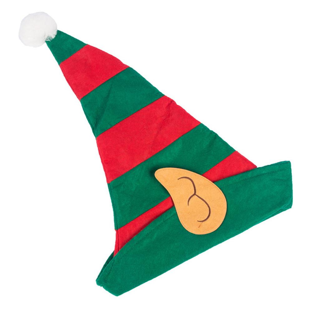 46x36cm Santa Hat Green Adult Women Hat With Elf Ears Soft Non-Woven Christmas Ornament Home Party Costume Accessories