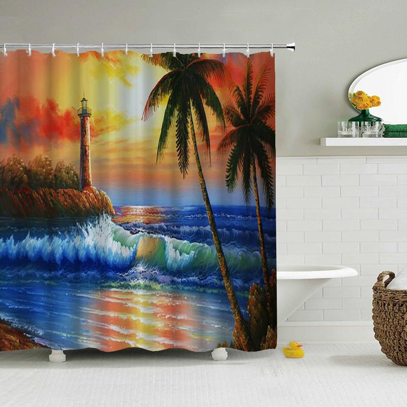

Natural Forest Tree Scenery Shower Curtain Bathroom Waterproof Polyester Fabric Bathroom Curtain 3d Printed Bath Screen Mat W90xH180cm