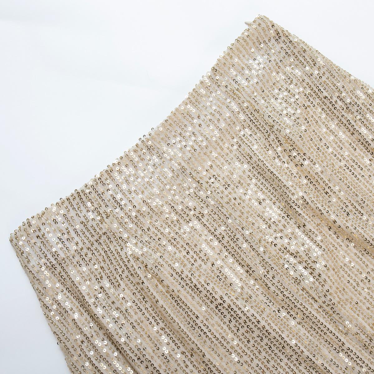 Женская осенне-зимняя сплошная цветная длинная сексуальная юбка с блестками и высокой — фото 9