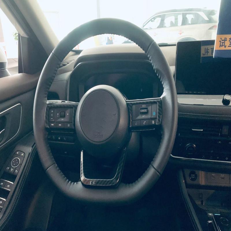 ABAIWAI For Nissan Kicks 2025 2026 Abs Carbonfiber Steering Wheel Button Control Cover Trim Sticker Bezel Frame Interior