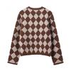  European and American style new women's fashionable versatile cross-border comfortable diamond-patterned jacquard knit jacket