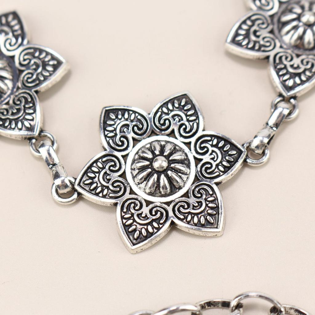 Waist Chain Women'S High Sense Women'S Retro Silver Flower Summer With Skirt Metal Chain Belt Chain