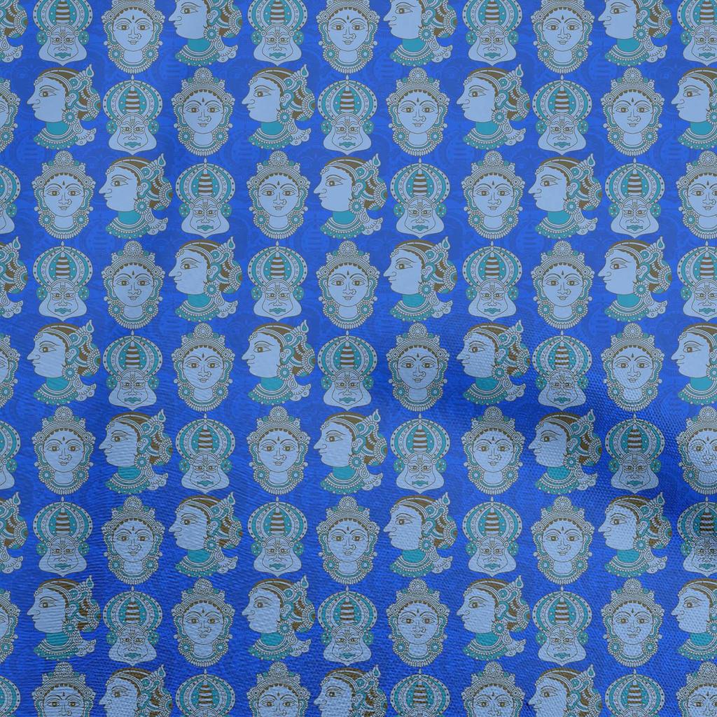 oneOone Cotton Flex Gamboge Yellow Fabric Kathakali Mask Sewing Craft Projects Fabric Prints By Yard 40 Inch