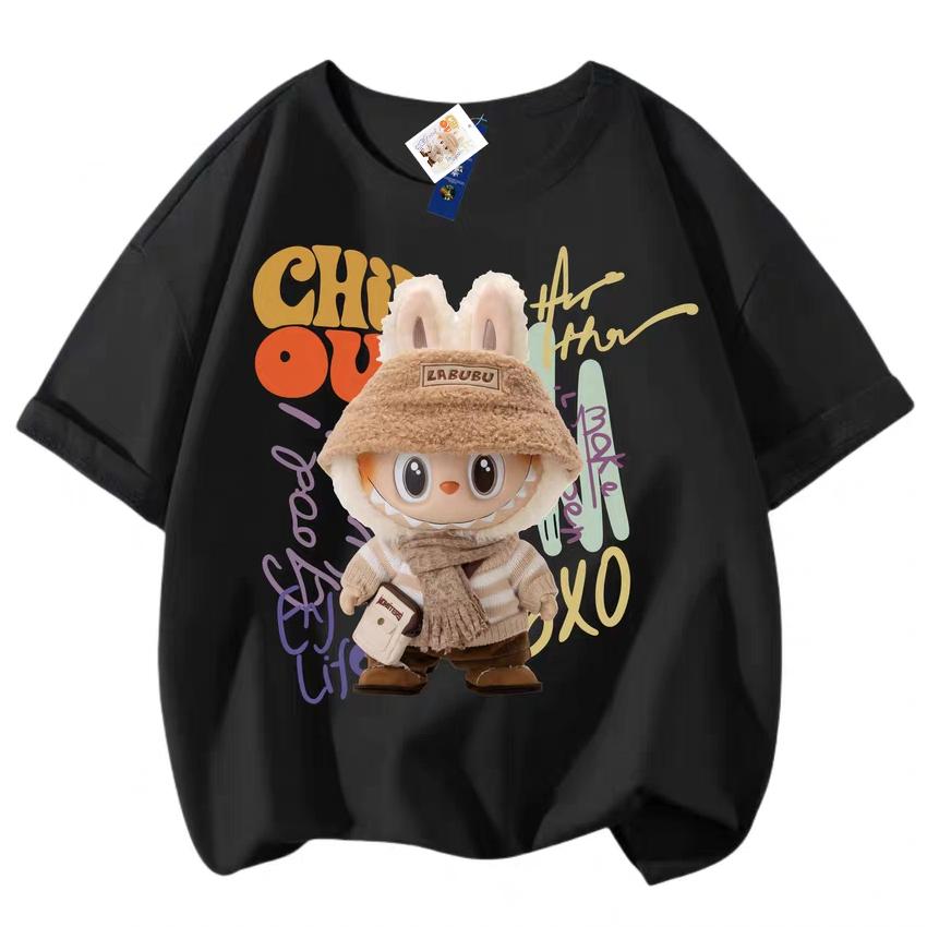 

Мода Новая 3D-печать Labubu Детские футболки Топ с круглым вырезом Мальчики Девочки Милый Короткий рукав Детская одежда 130