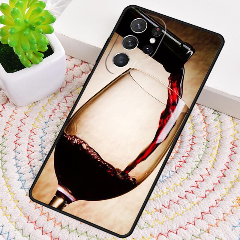 Red Wine Glass TPU Phone Case For Samsung Galaxy note 10 pro S26 S25 S24 S23 S22 Ultra Plus S21 FE S20 Shockproof Cover