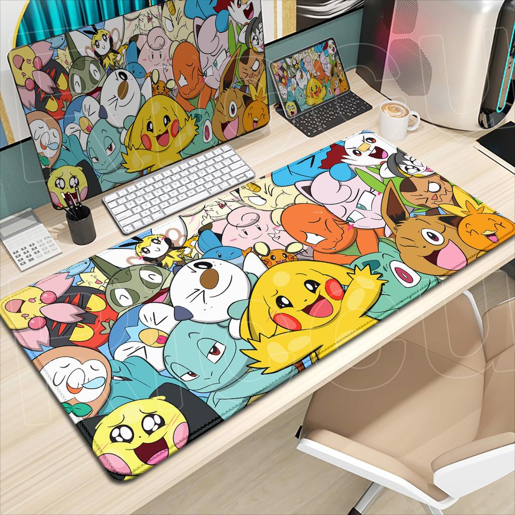 Grand Tapis de Souris pour Ordinateur Portable Gaming P-Pokemon Impression HD Tapis de Clavier en Caoutchouc Dessin Animé Mignon Oshawott 900x400mm Tapis de Souris