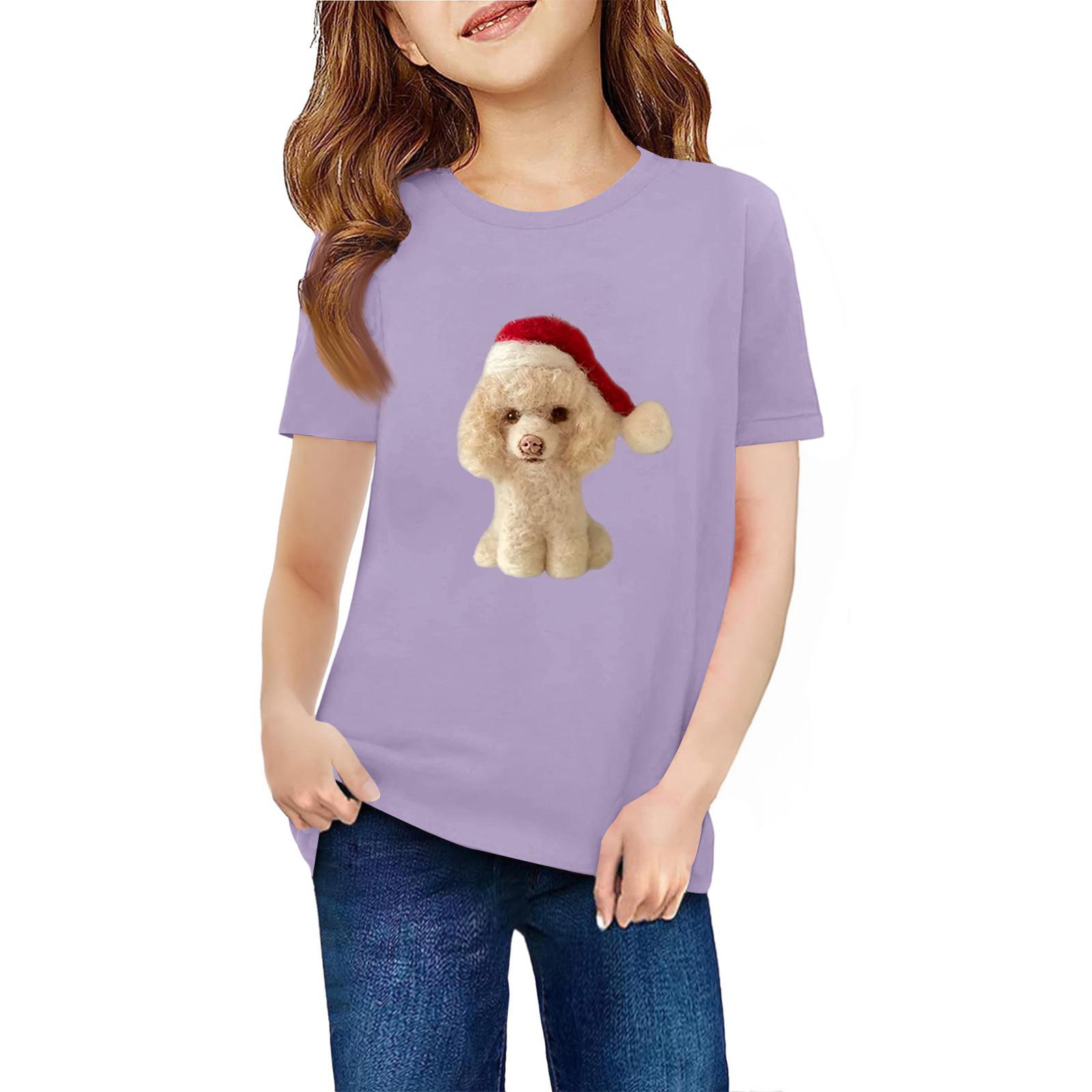 

Children s Short Sleeve Neck T-Shirt Animal Print Daily Casual Top 160 фіолетовий