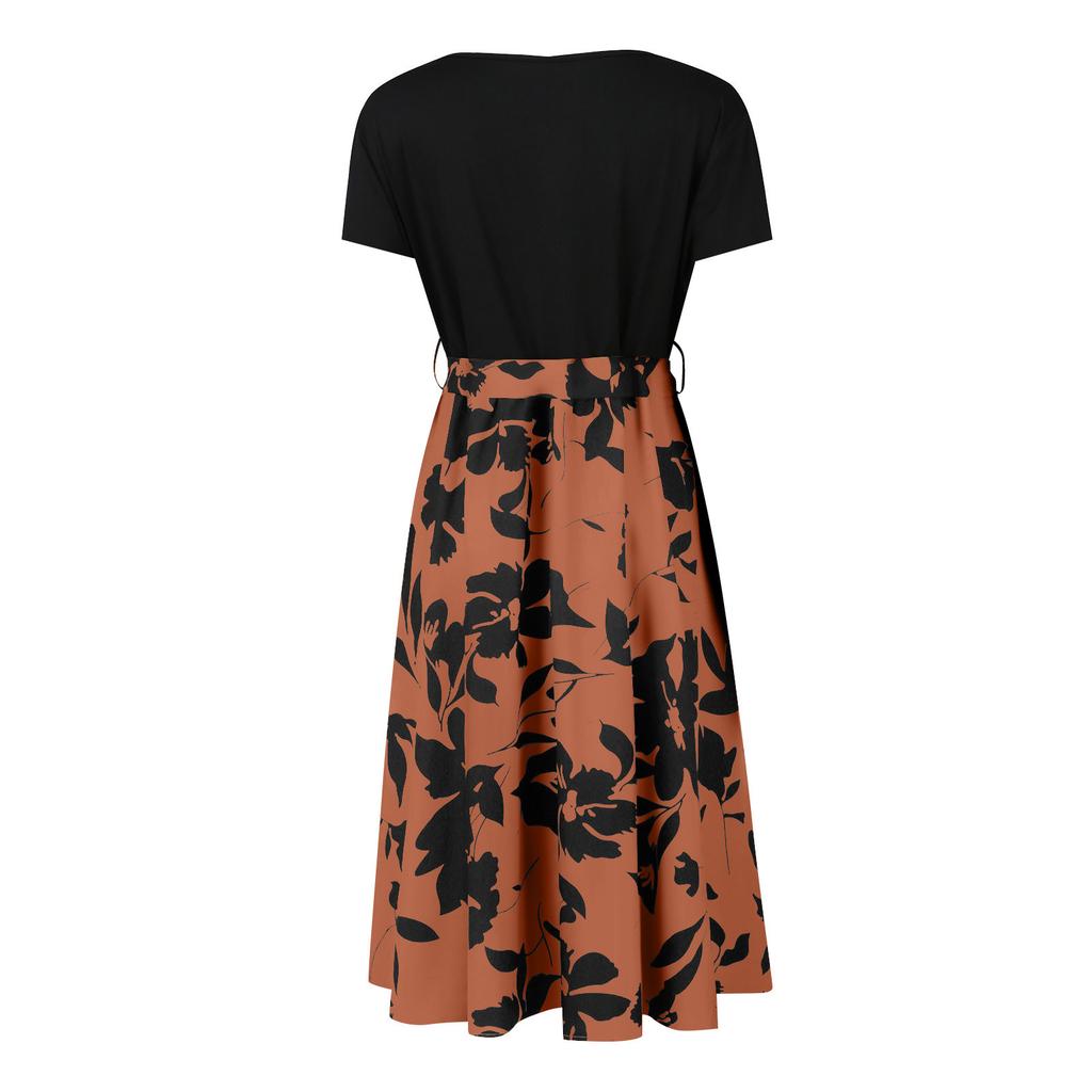 Women's Summer Casual V-neck Dress, Bohemian Floral A-line Dress