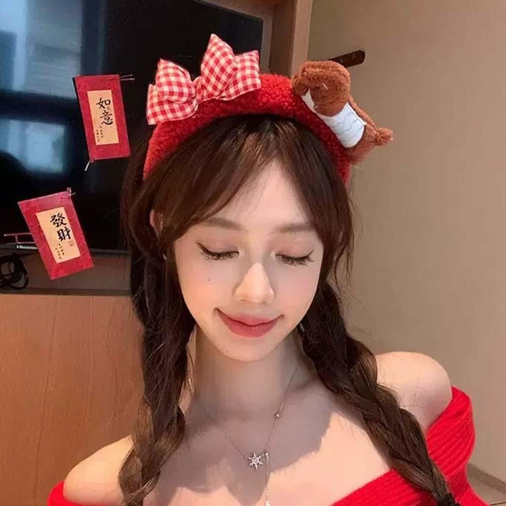 Moon Red Plush Headband Hair Accessories Cartoon Monkey Hairband Sweet Dachshund Hair Hoop Girls