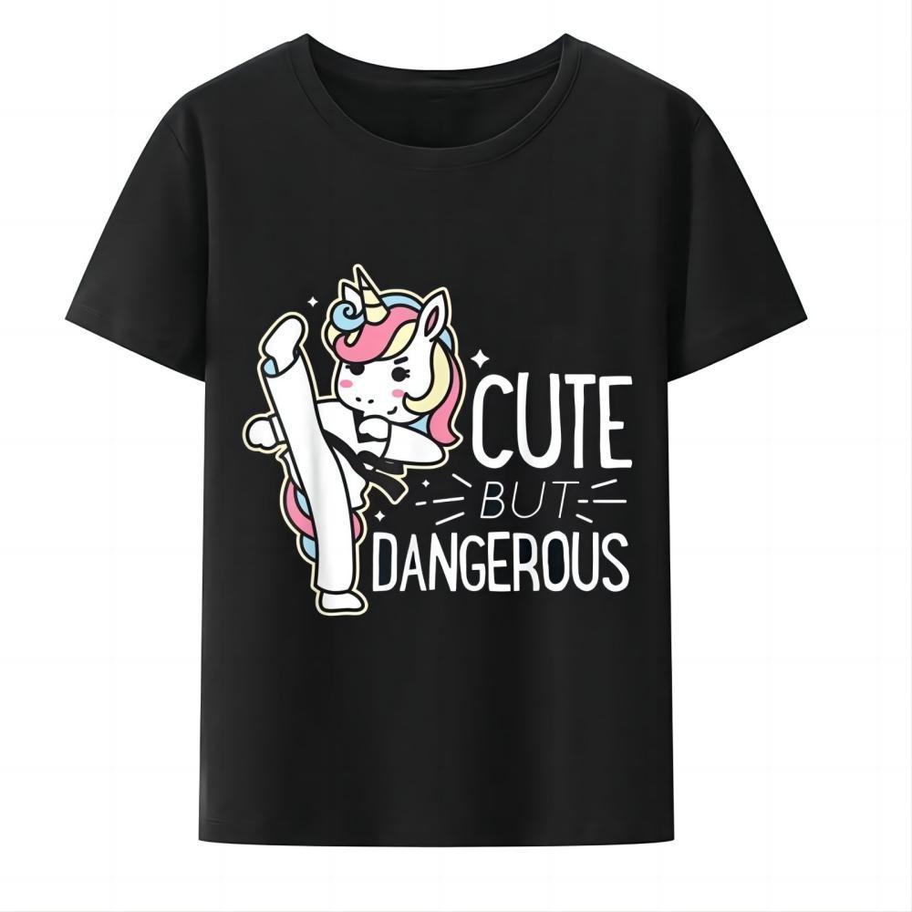 Karate Unicorn Cute But Dangerous Black T-Shirt