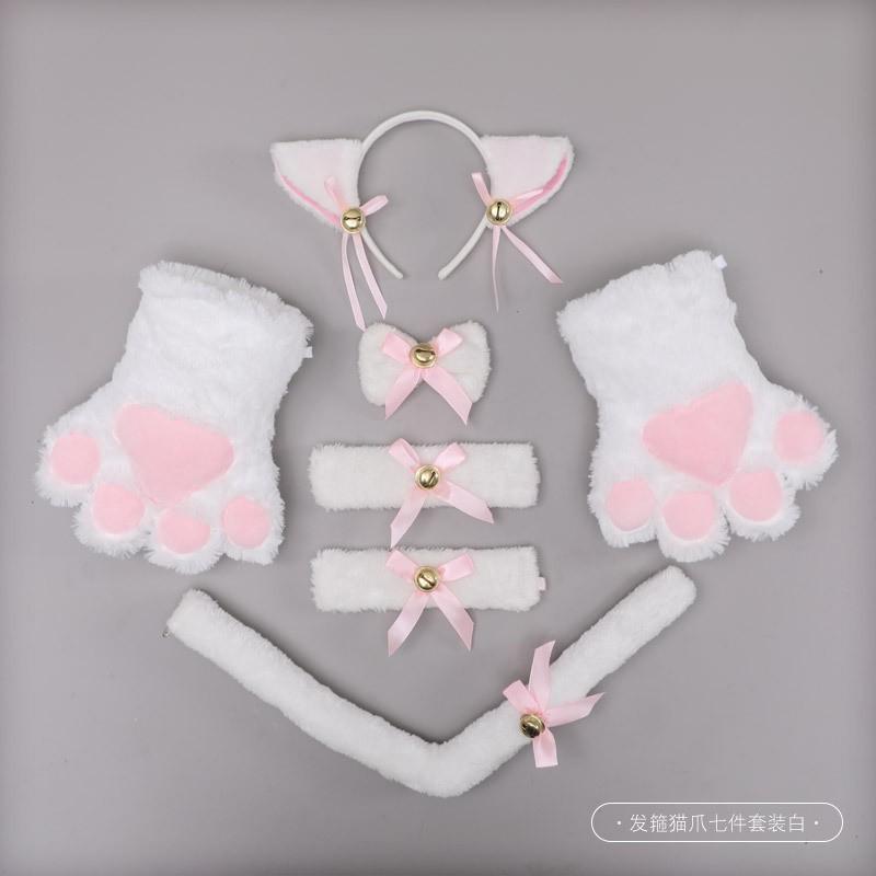Plush Cat Paw Gloves Lolita Cosplay Costume Cartoon Handwear Soft Furry Fingerless