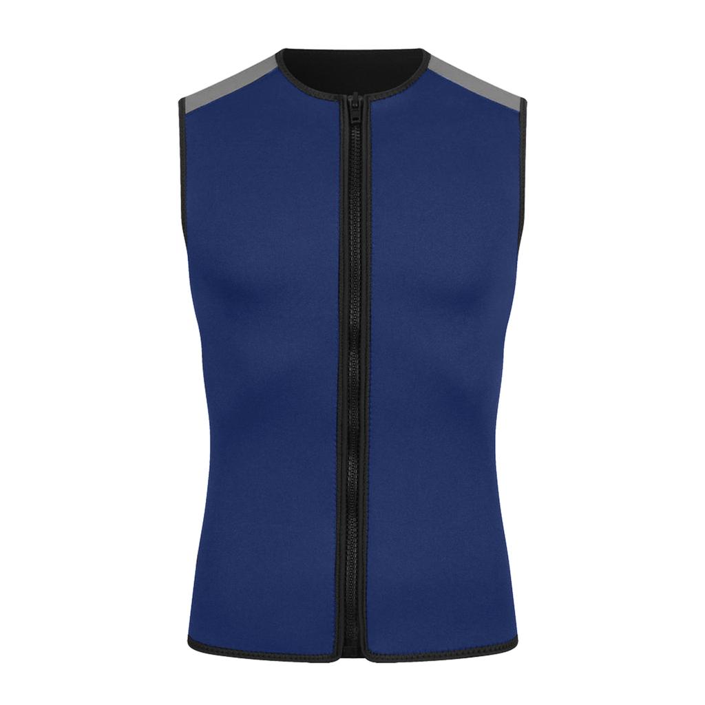 Colete Térmico de Neoprene 3mm, Top de Roupa de Mergulho sem Mangas com Zíper Unissex para Natação Snorkeling Surfe Mergulho Azul Marinho M