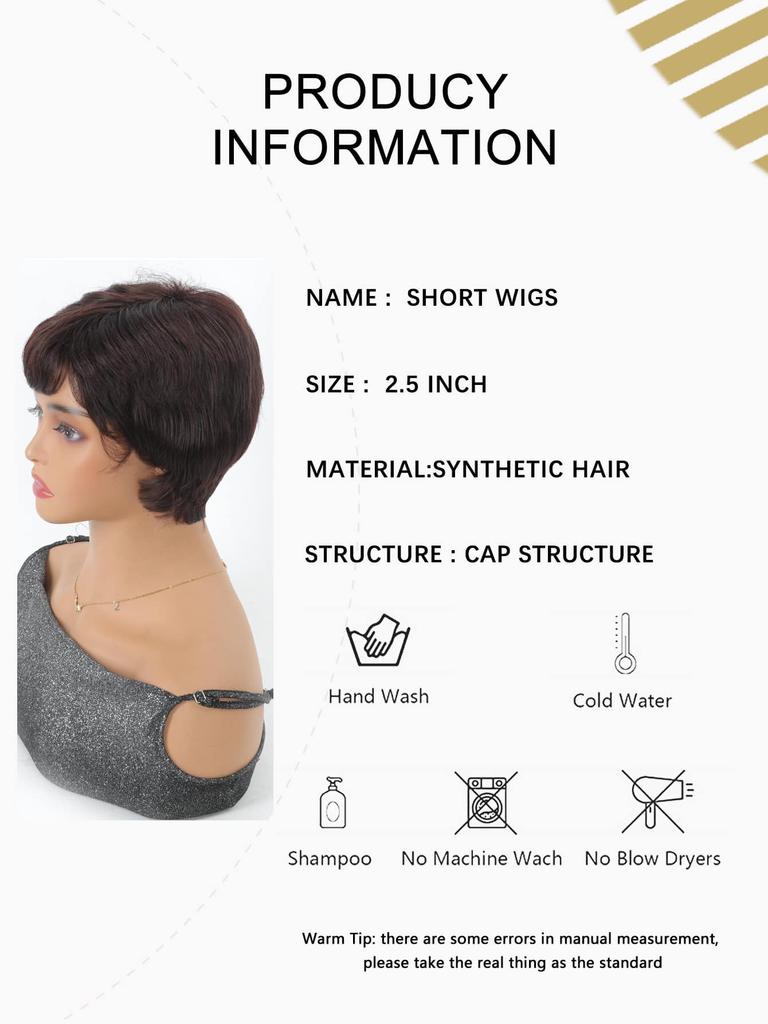 Une perruque courte moelleuse et légère, naturelle, réaliste et élégante. Les perruques synthétiques pour femmes conviennent à un usage quotidien