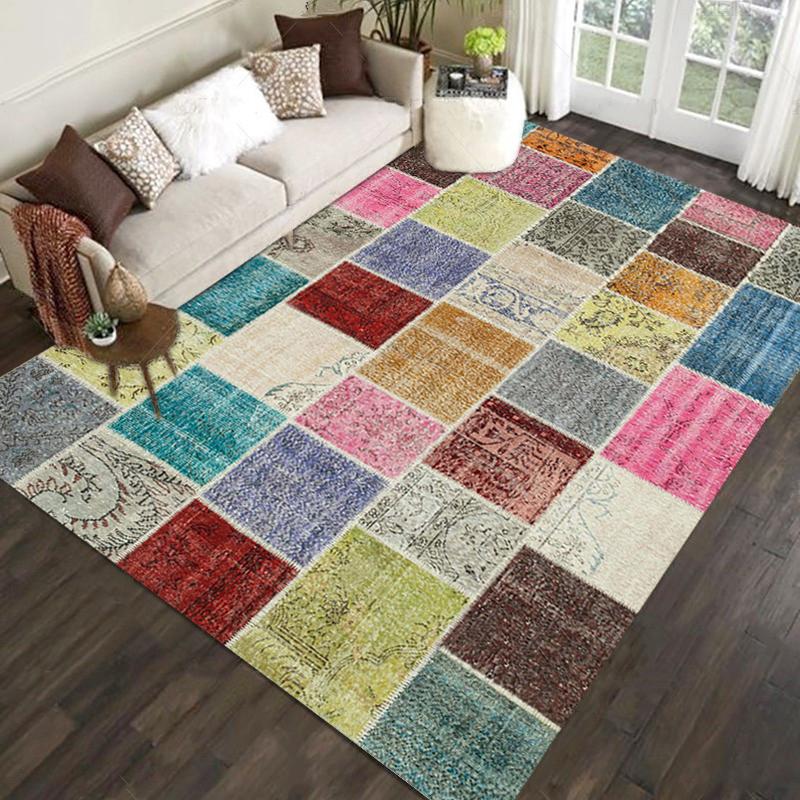 Green Retro American Living Room Floor Mat High Touch Flowers Balcony Dining Room Bedroom Bed Full Of Carpeted Home Decor