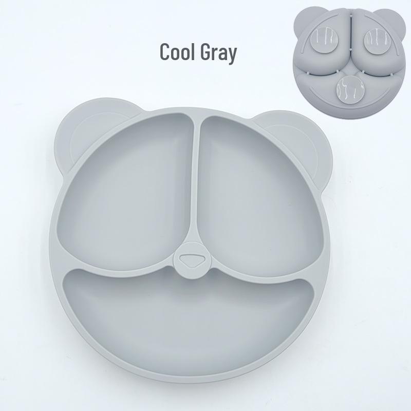 Silicone Bear Ears 3-Compartment Suction Plate for Kids