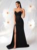 Elegant European & American Strapless Lace Evening Gown - Sexy Fishbone Waist, Slim Fit with Slit