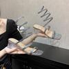 Şeffaf Kalın Topuk Moda Sandalet Kadın Yeni Yılan Şekli Çevre Kadın Sandalet İnce Askılı Slingback Açık Burunlu Sandalet