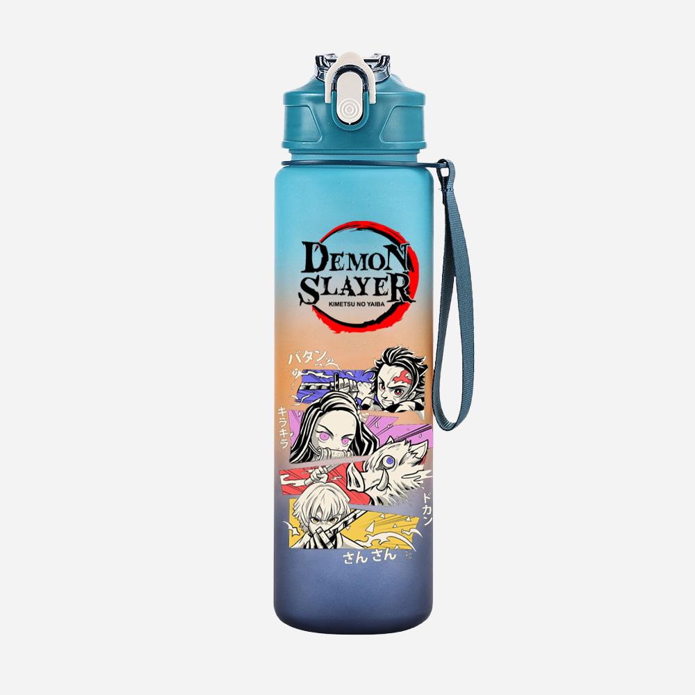 Anime Demon Slayer Aufdruck Wasserbecher Dämonenjäger Große Kapazität Outdoor Tragbar Blaue Trinkflasche für Jungen Mädchen Geschenk