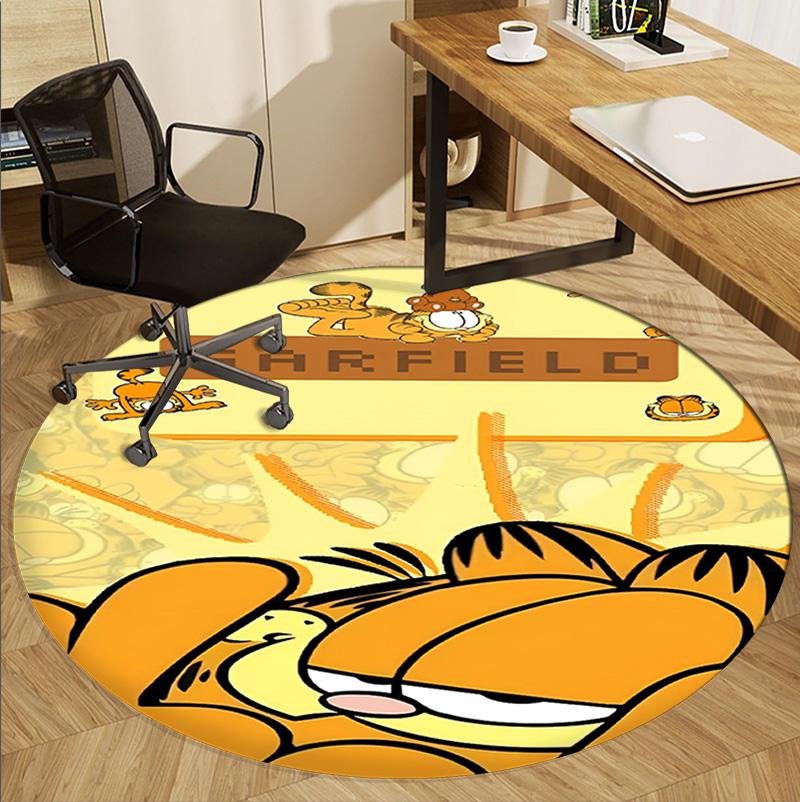 Garfield Pattern Round Rug, Indoor/Outdoor Mat, for Picnic, Gameroom, Bedroom, Office, Living Room, Home Decor Carpet, Birthday Gift