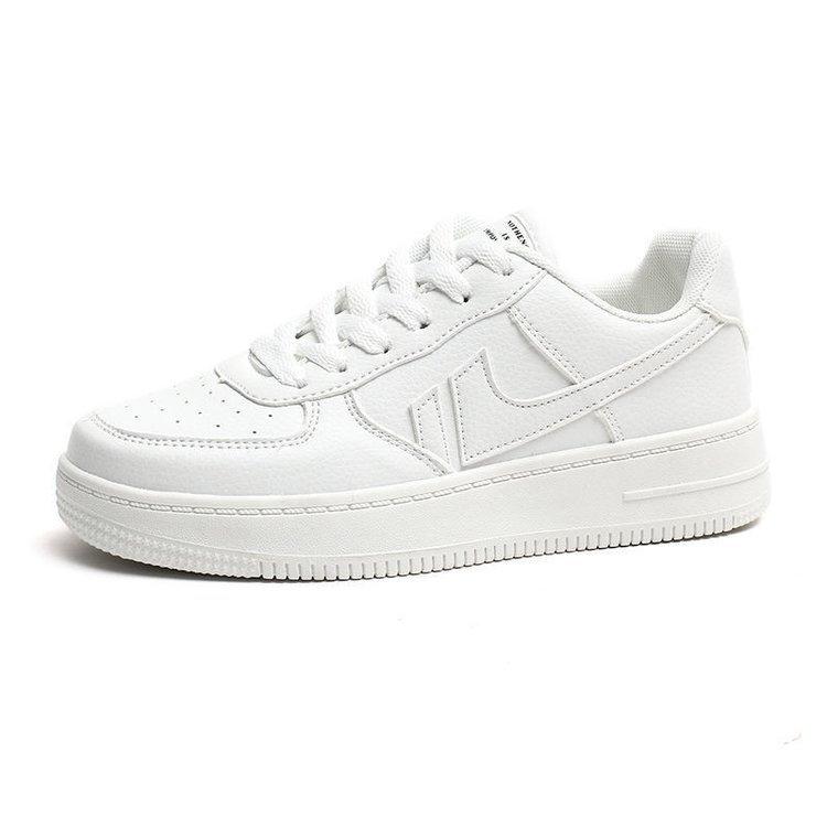 Bílé boty pro ženy Podzimní novinka Guma Měkký spodek Kůže Povrch Šněrovací Móda Dámská Ležérní Sneaker