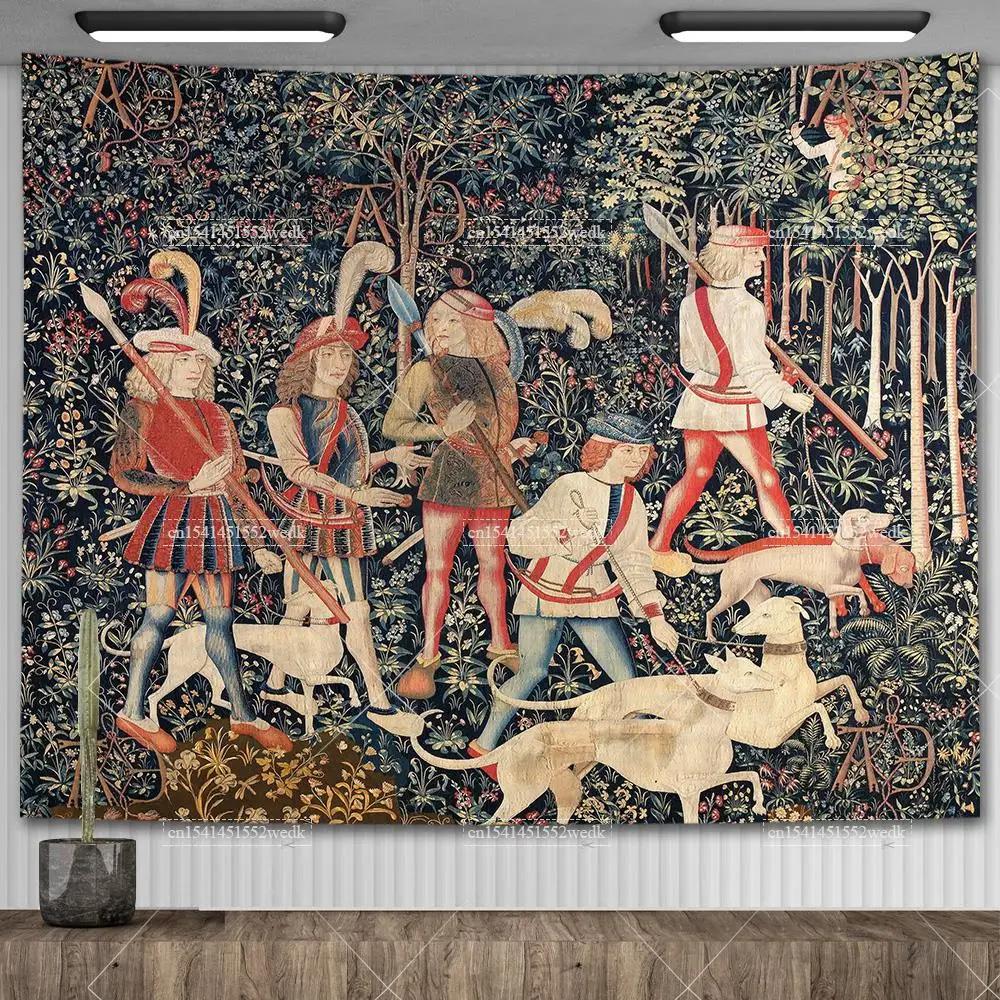 Lady And The Unicorn Tapestry Medieval Tapestry Wall Hanging Printed Home Decor Tapestries Background Room Covering For Bed