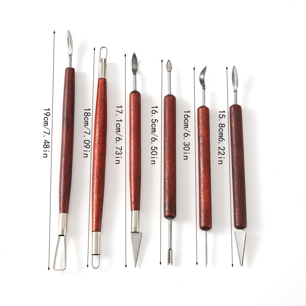 DIY Pottery Tools Set: 6-Piece Kit with Clay Carving, Steel Wire Cutting & Double-Headed Trimming Knives