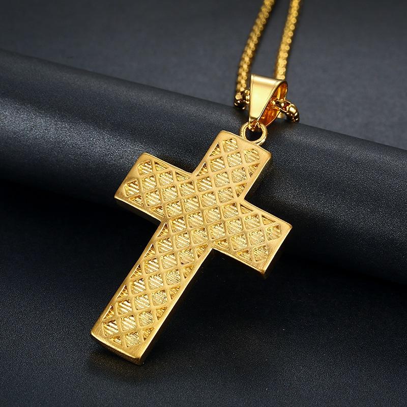 Hip Hop Gold Color Jewelry Large Cross Pendant Iced Out Shining Zircon Fashion Bling Bling Cross Men Chain Necklace Jewelry