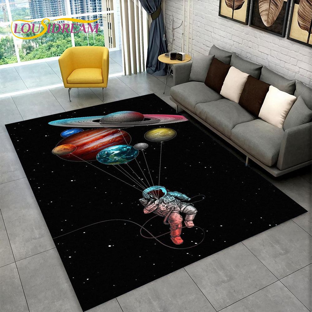Dywan 3D Cartoon Astronaut Space Area, dywanik do domu, salonu, sypialni dziecięcej, sofy, wycieraczki, dekoracja, antypoślizgowa mata podłogowa dla dzieci
