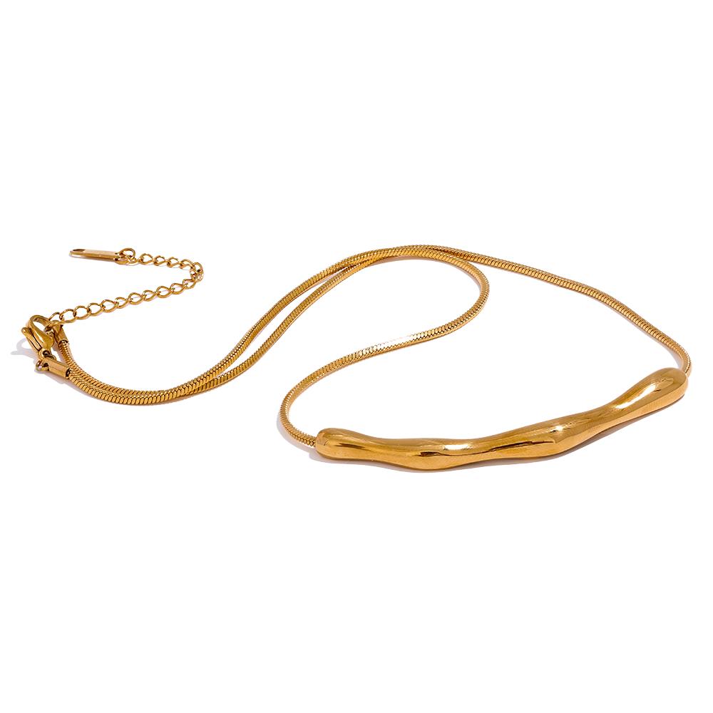 

Yhpup New Stainless Steel Chain Cast Pendant Waterproof Clavicle Necklace Women 18K Gold PVD Plated Collar Jewelry High Quality