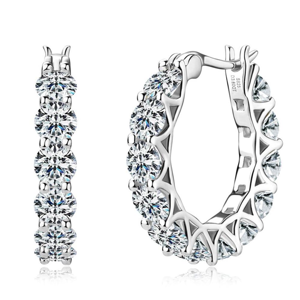 

Luxury 4mm Full Moissanite Hoop Earring Original Certified 925 Silver 3.6ct Moissanite Diamond Earring for Women Wedding Jewelry 3mm Moissanite