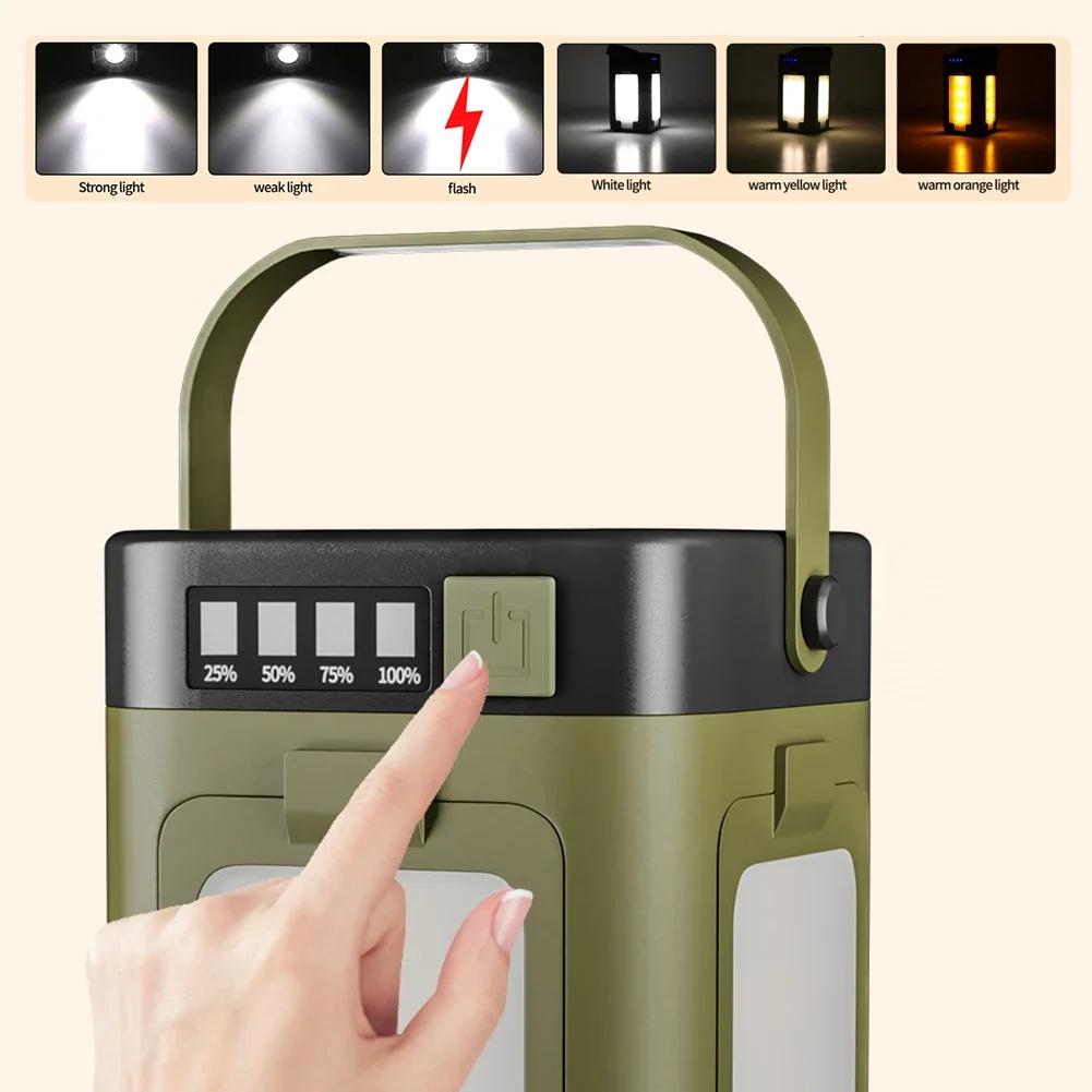 Solar Camping Light, Foldable Portable Lantern,2000/2400mAh Power Bank Outdoor Hanging Tent Light for Hiking, Emergency, Tourism