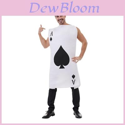 Halloween Funny Spades Blocks And Hearts Poker Cards Costume Jumpsuit For Party Performances With Polyester Fabric For Adults