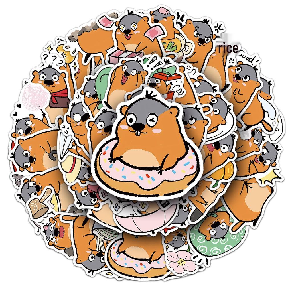 50 Cute Marmot Graffiti Stickers for Decoration - Perfect for Journals, Phone Cases, and Water Cups.