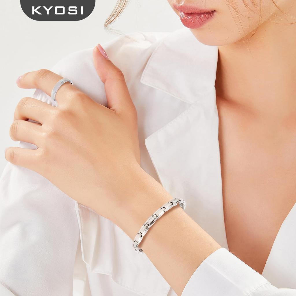 KYOSI Germanium Magnetic Bracelet for Adjustable Tool Silver and Anti-Static Women, Combination, Gold, 18.5cm
