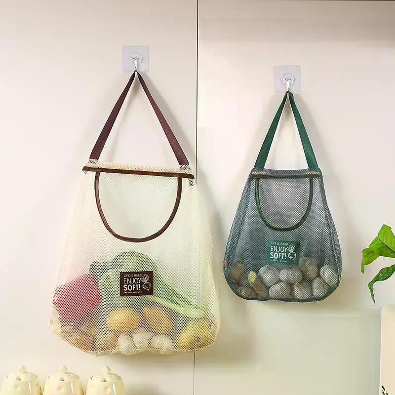 1PC Portable Hanging Mesh Storage Bag Multi-purpose Breathable Kitchen Fruit And Vegetable Hanging Bags