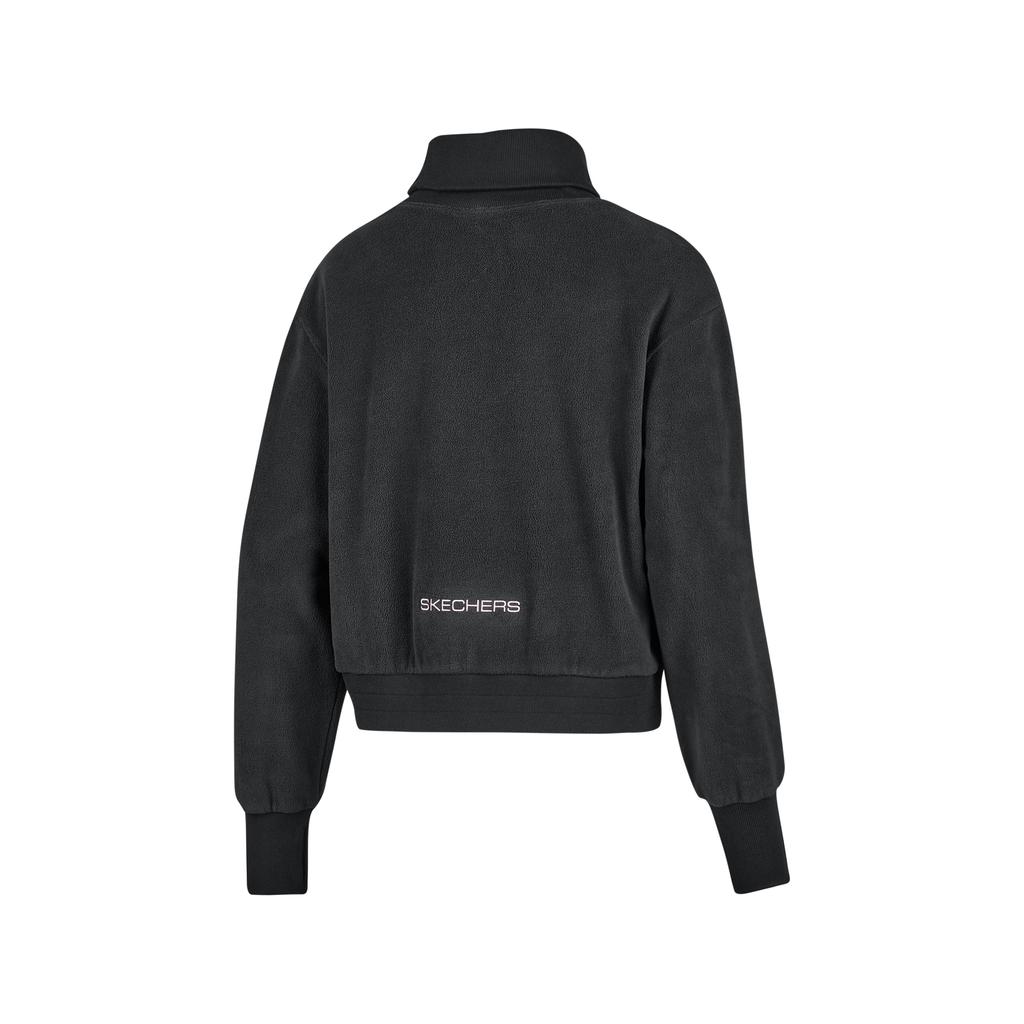 Skechers Comfortable Soft Stand Collar Long Sleeve Sweatshirt Women Tops Black P424W067-0018