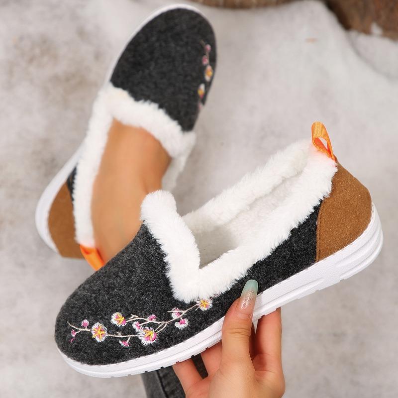 New Large-sized Fleece Low-top Single-shoe Women's Flat Cotton Shoes