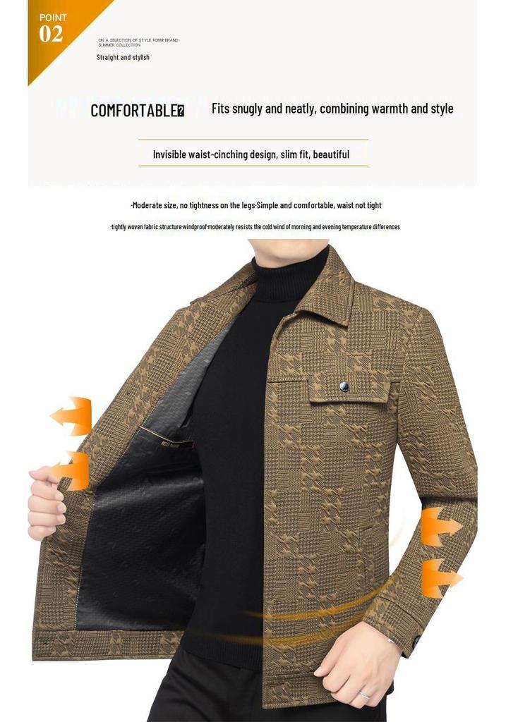 2025 Winter Solid Color Lapel Short Jacket for Men: New Business Casual Coat
