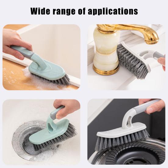 Floor Brush Ergonomic Non-slip Handle Tough Bristles Labor-saving Bathroom Toilet Handled Notch Ground Seam Brush for Hotel
