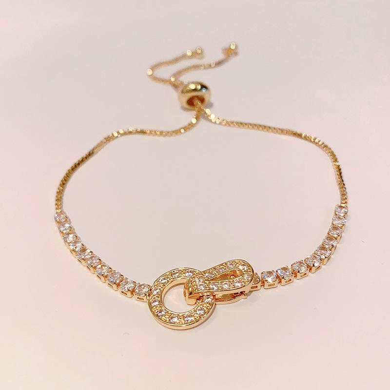New Round Zircon Bracelet for Women, Fashionable and Versatile, Light Luxury Bracelet