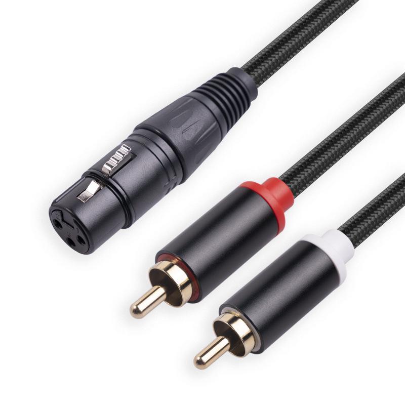 

Y-Type Canon Female to Dual RCA Male and XLR Female to Dual Lotus Male Audio Cable for Mixer Amplifier 1m чорний