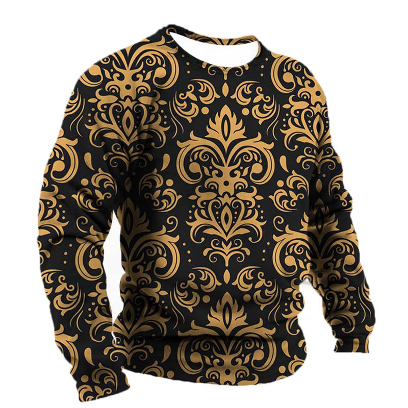 Men's T-shirt Baroque Graphics Fashion Printed T-Shirt Street O-neck Casual Clothes Oversized Top Men's Outdoor T-Shirt Pullover