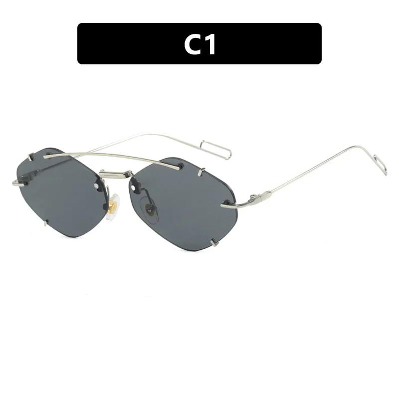 Ladies Rimless Polygon Sunglasses Women Brand Designer Trendy Gradient Sunglasses Female Candy Glasses UV400