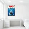 Jaws Vintage Metal Tin Sign, Distressed Rusty Border, Great White Shark Attack Scene, Home Decor for Man Cave Bar Cafe, Retro Mo