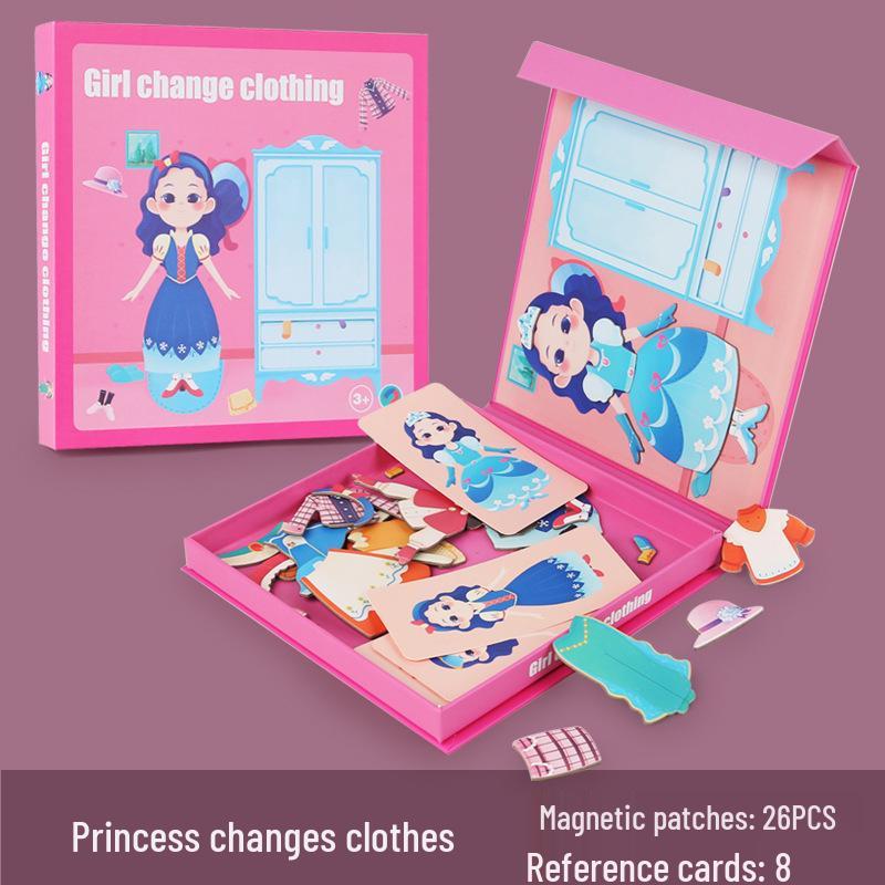 Cross-Border Ocean-Themed Magnetic Puzzle Set for Kids: Interactive Dress-Up & Transportation Figures for Early Education.