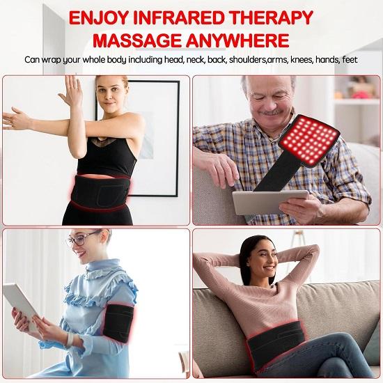 Rotlichttherapie Infrarotlichttherapie Große Matte zum Anlegen am Körper Tragbare Wickelauflage mit Timer LED