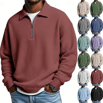 Herren Langarmshirts Sweatshirt Pacificozy Herren einfarbig mit Reißverschluss Langarm Kapuzensweatshirt