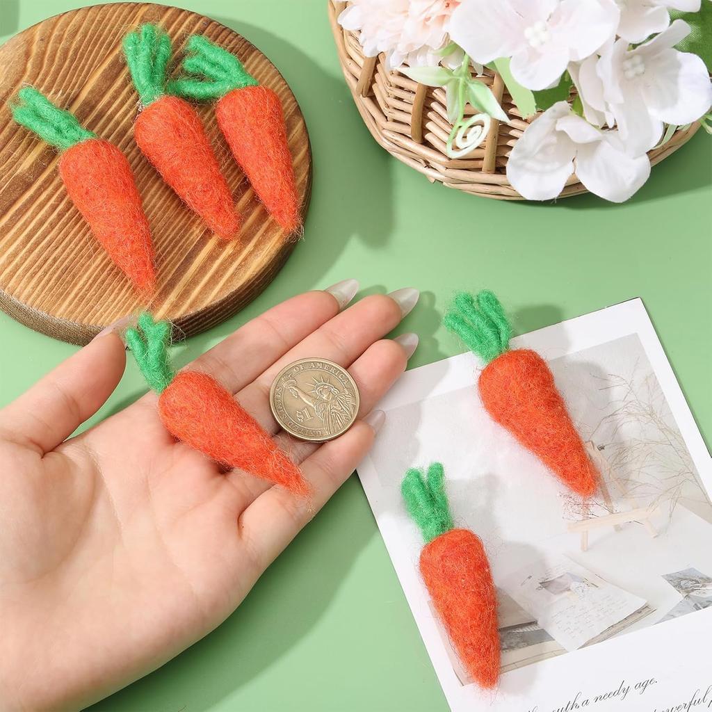 CHGCRAFT 5 Pcs Wool Felt Carrots with Leaves Handmade Easter Ornament for Crafts Autumn Thanksgiving Halloween Party Favors Farmhouse Decor