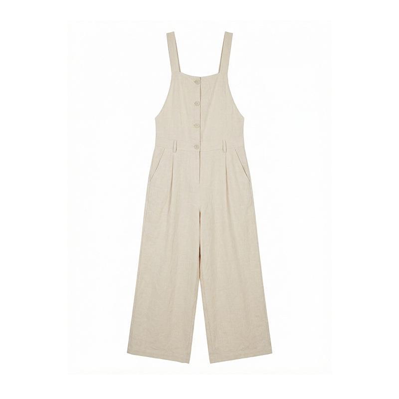 

The Mind Ramie Cotton Slimming High Waist Korean-Style Jumpsuit for Spring 2026 (T6218C) Small абрикосовый