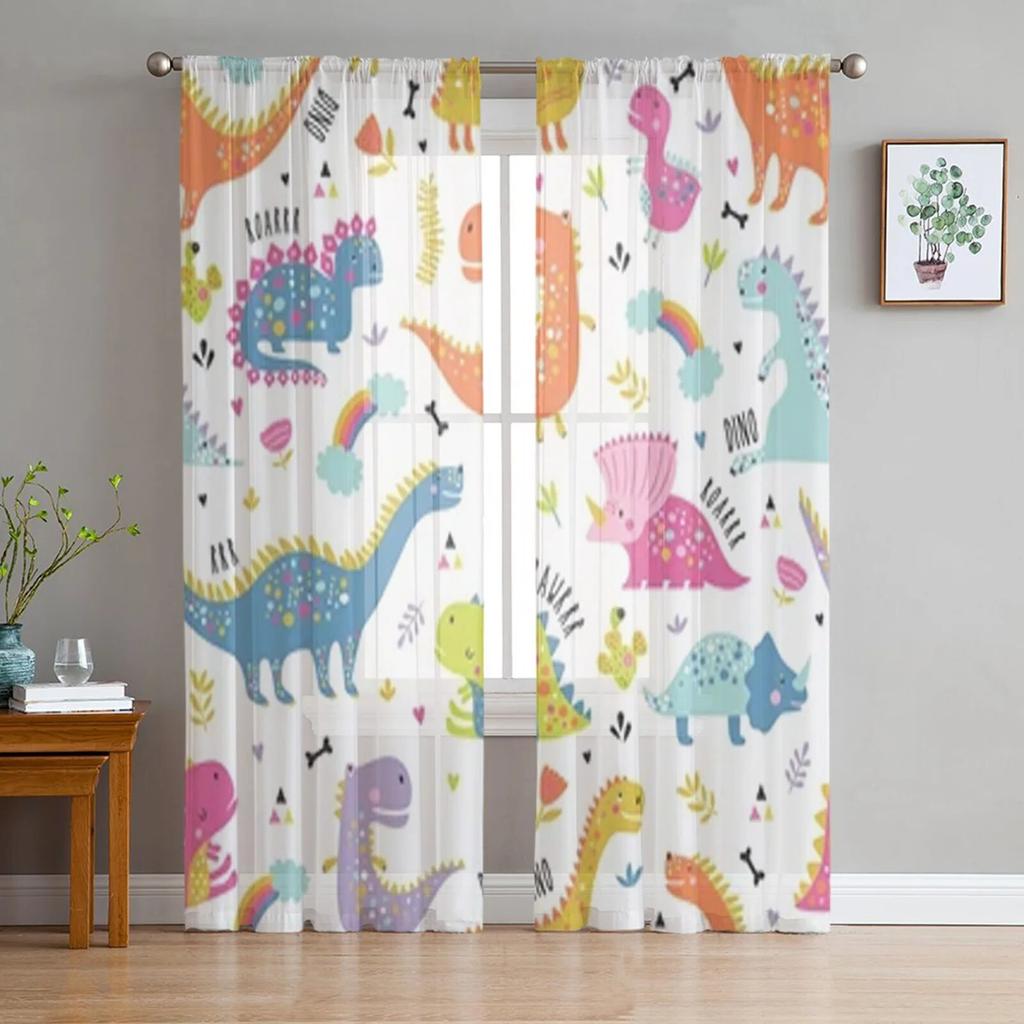 Cartoon Cute Unicorn Tulle Sheer Window Curtains For Living Room The Bedroom Modern Chiffon Voile Curtains Fabric Drapes